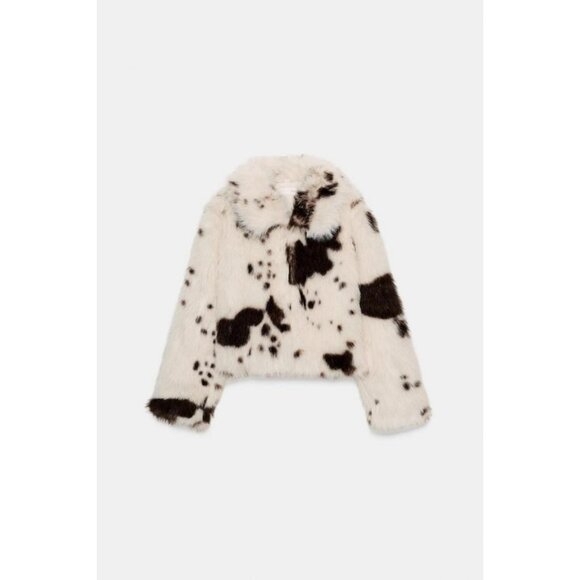 ZARA ANIMAL PRINT FAUX FUR JACKET - Picture 4 of 6